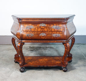 como console olandese legno intarsiato marmo cassetti epoca fine 1700 antico