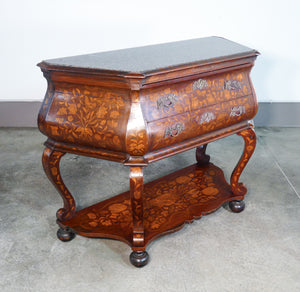 como console olandese legno intarsiato marmo cassetti epoca fine 1700 antico