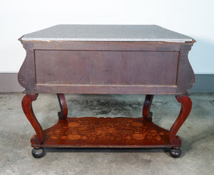 como console olandese legno intarsiato marmo cassetti epoca fine 1700 antico