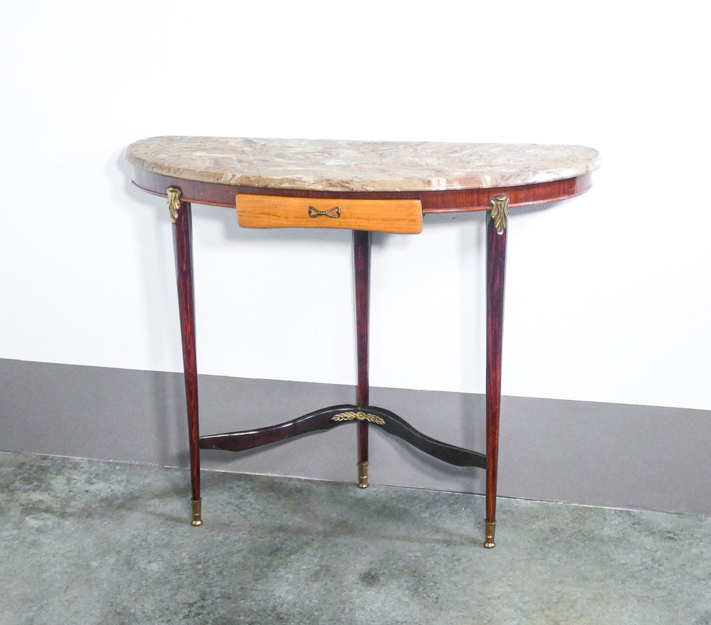 console legno design italiano 1940 piano marmo breccia tavolino da muro epoca