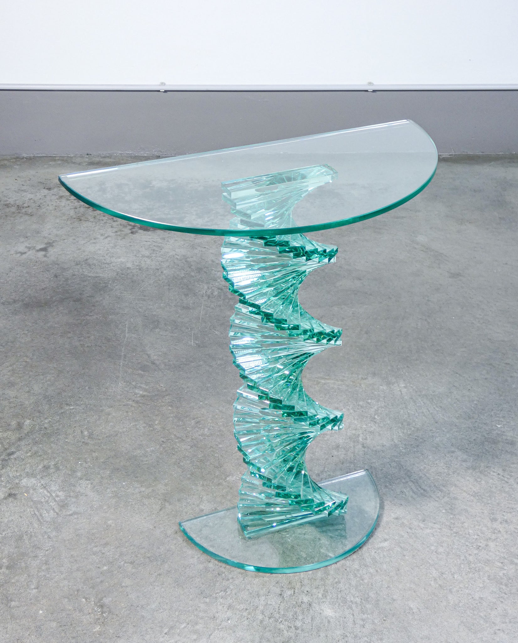 console vetro spirale design italiano vintage epoca 1970s mensola tavolino