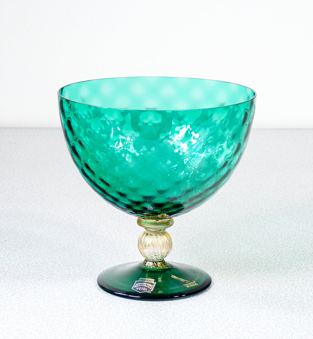 coppa vaso vetro soffiato firmata cenedese vetro artistico murano meta 1900