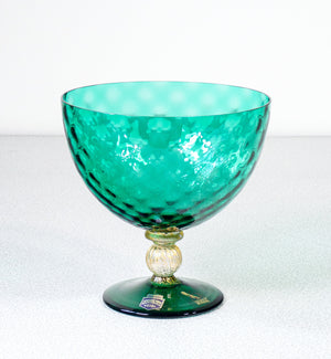 coppa vaso vetro soffiato firmata cenedese vetro artistico murano meta 1900