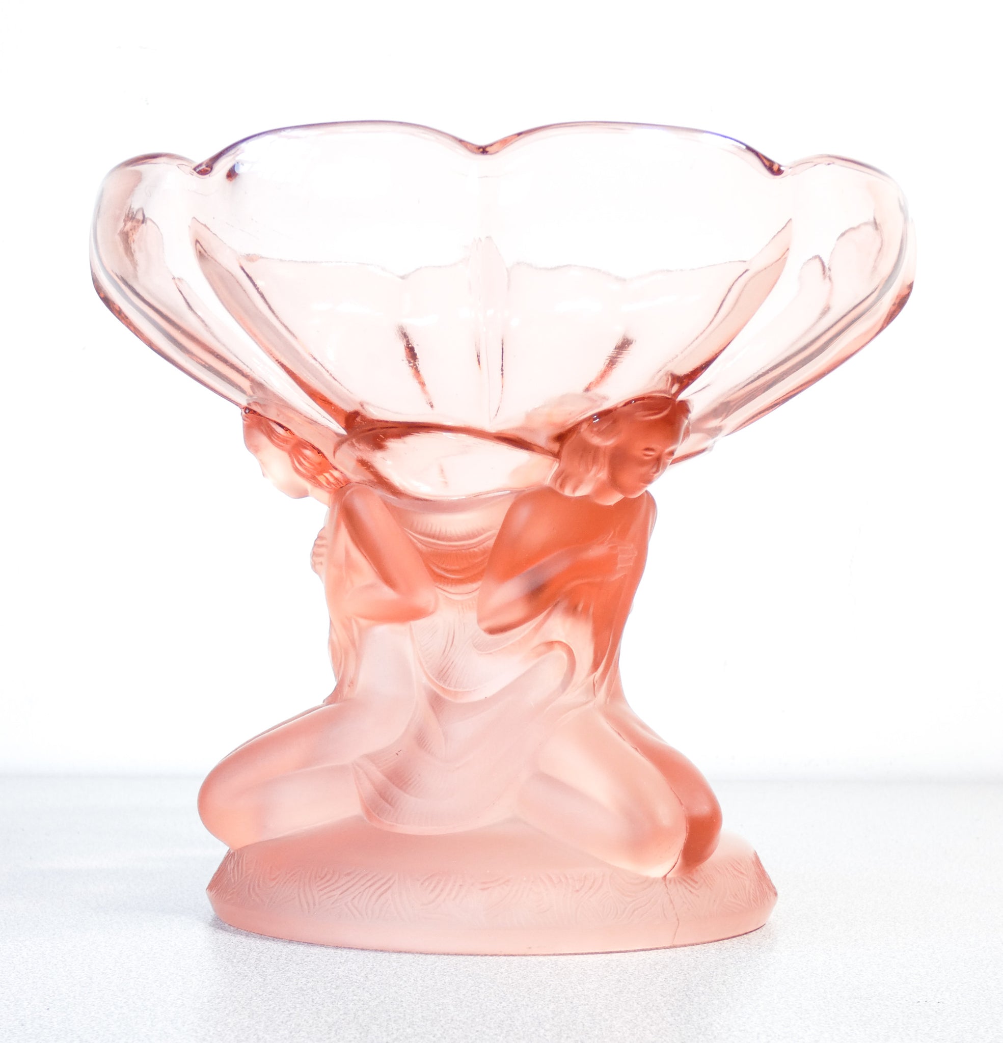 coppa vetro figure femminili vaso alzata porta bonbon vintage glass art