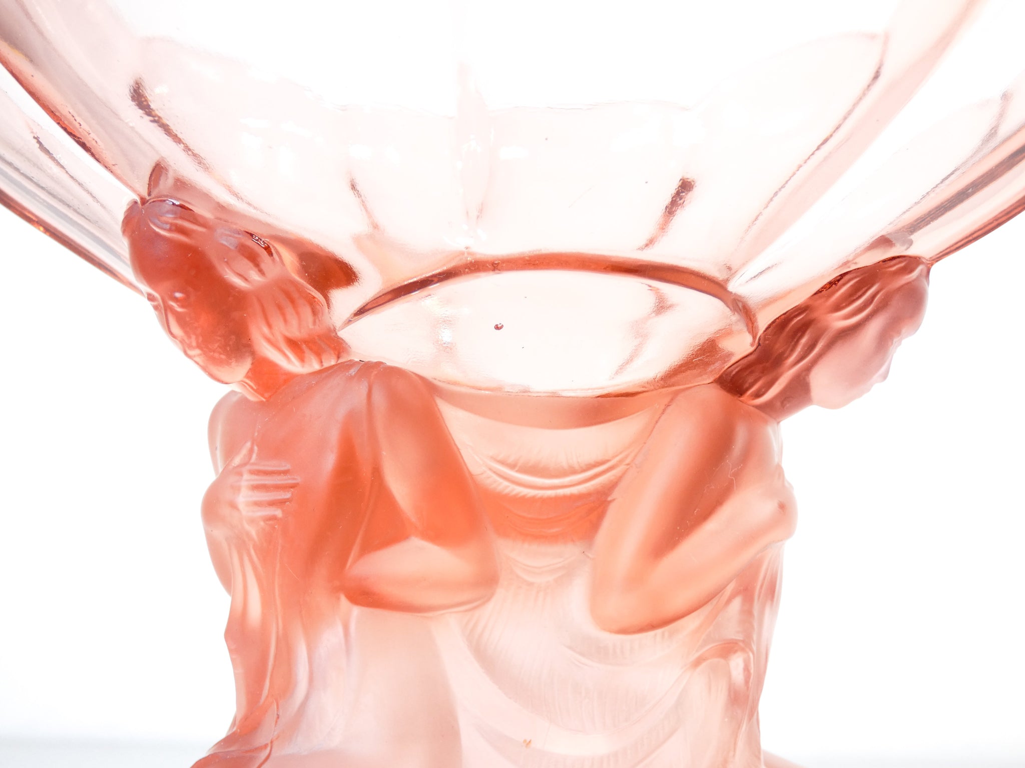 coppa vetro figure femminili vaso alzata porta bonbon vintage glass art