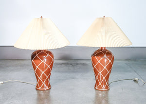 coppia abat jour ceramica lampade tavolo design italia epoca 1960s vintage