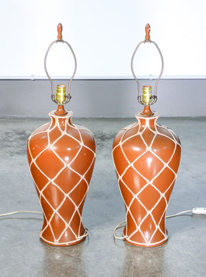 coppia abat jour ceramica lampade tavolo design italia epoca 1960s vintage