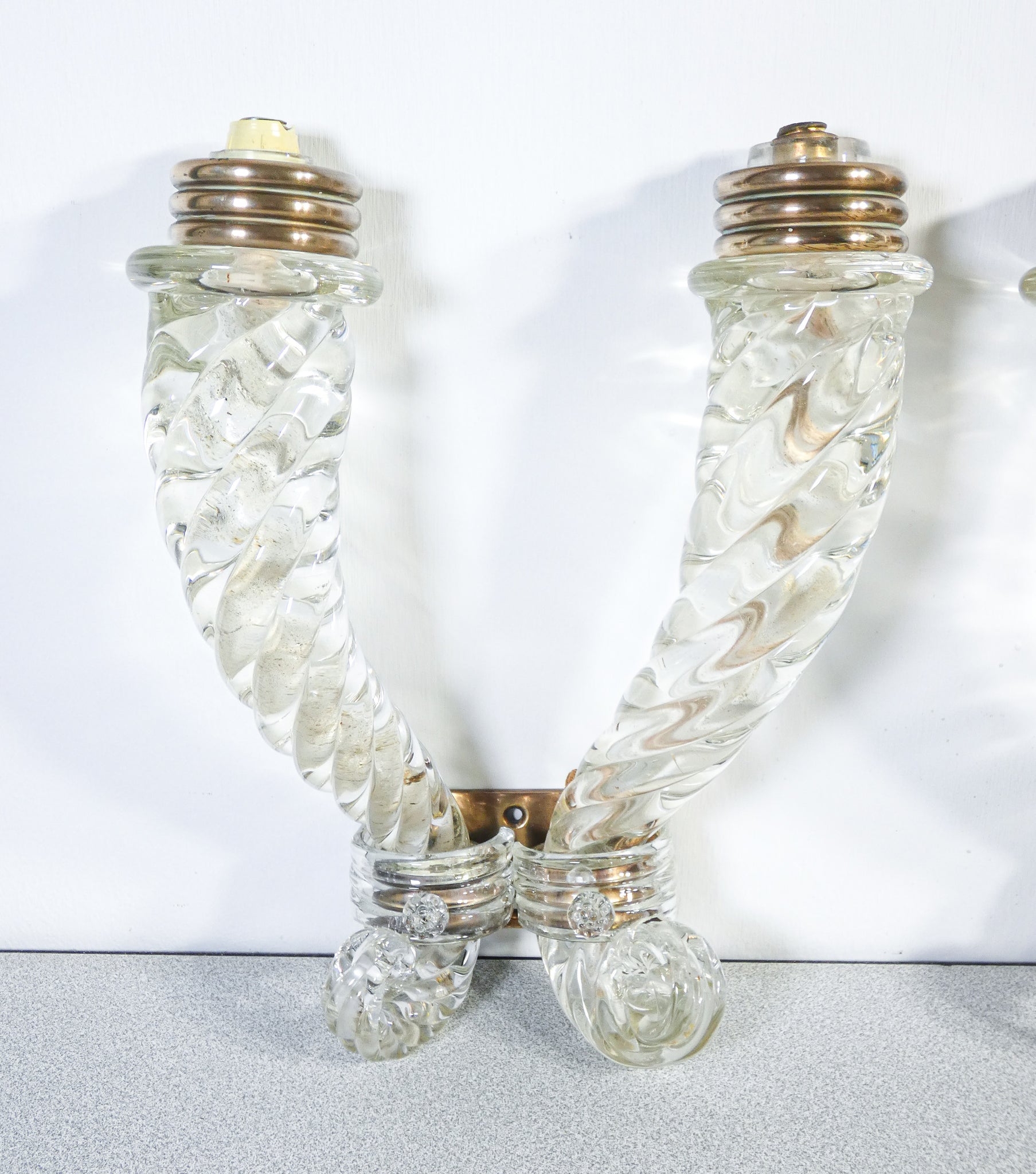 coppia applique barovier vetro soffiato bronzo lampade parete epoca primo 900