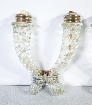 coppia applique barovier vetro soffiato bronzo lampade parete epoca primo 900