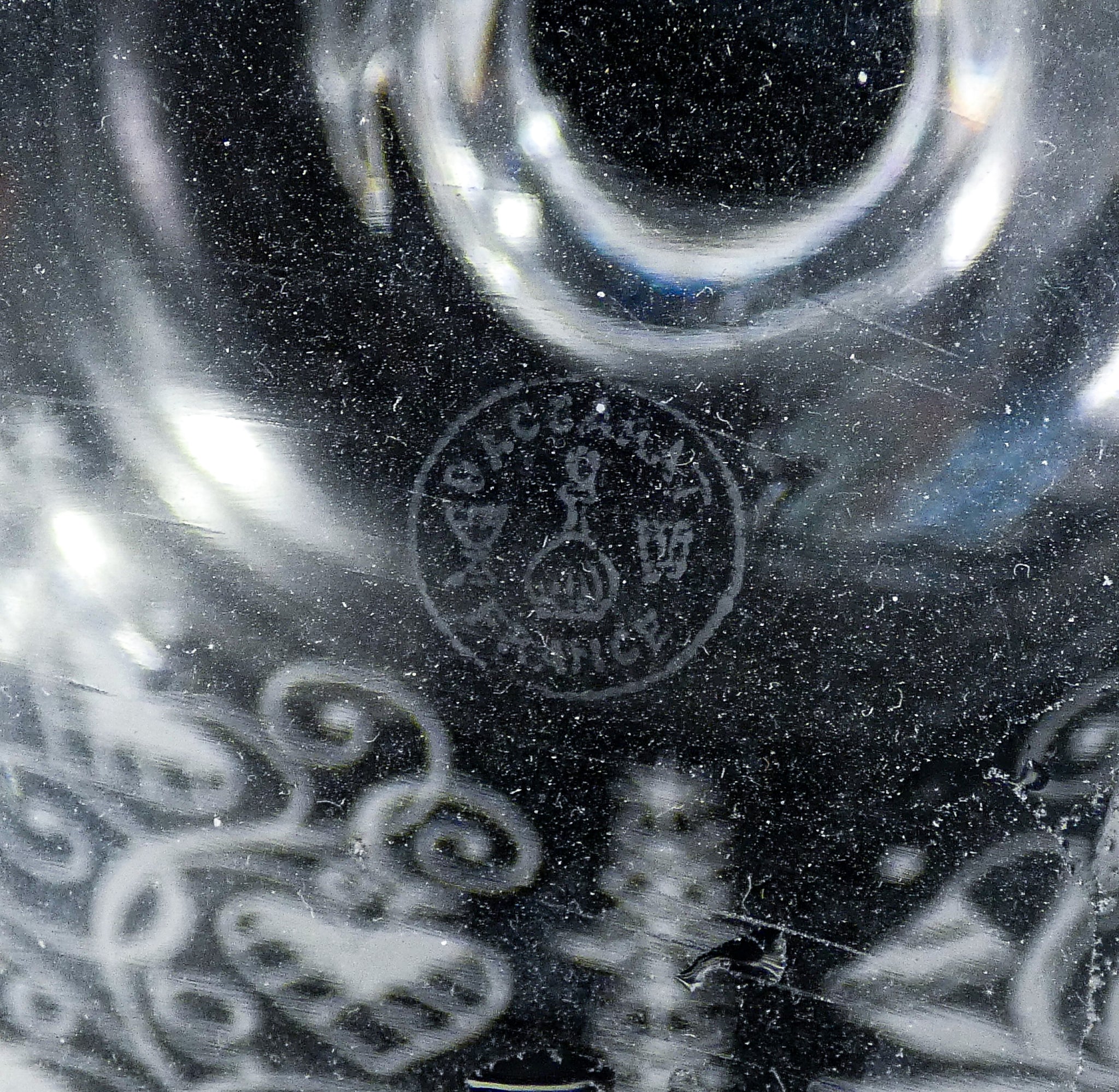 coppia bottiglie baccarat motivo argentina decanter  cristallo epoca 1940s