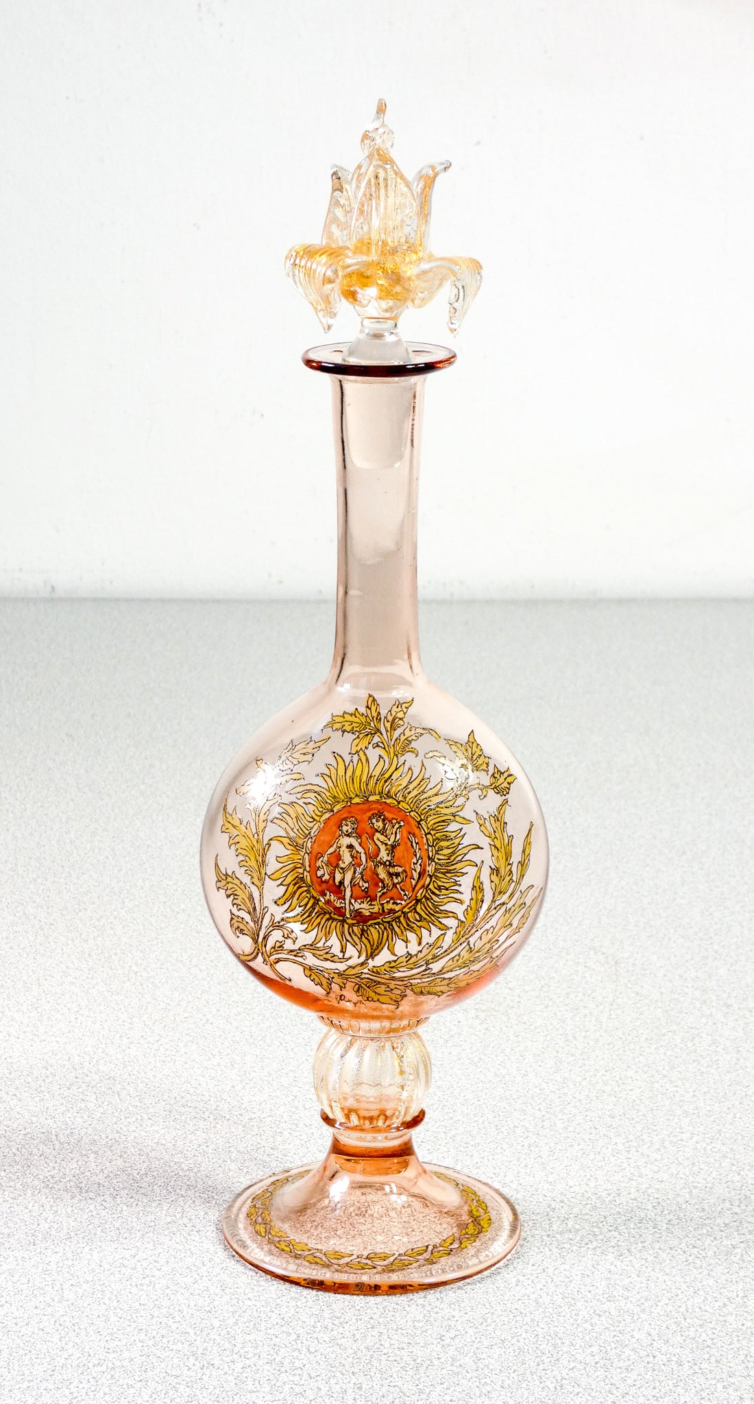 coppia bottigliette vetro soffiato murano boccette fiale tappo epoca primo 1900
