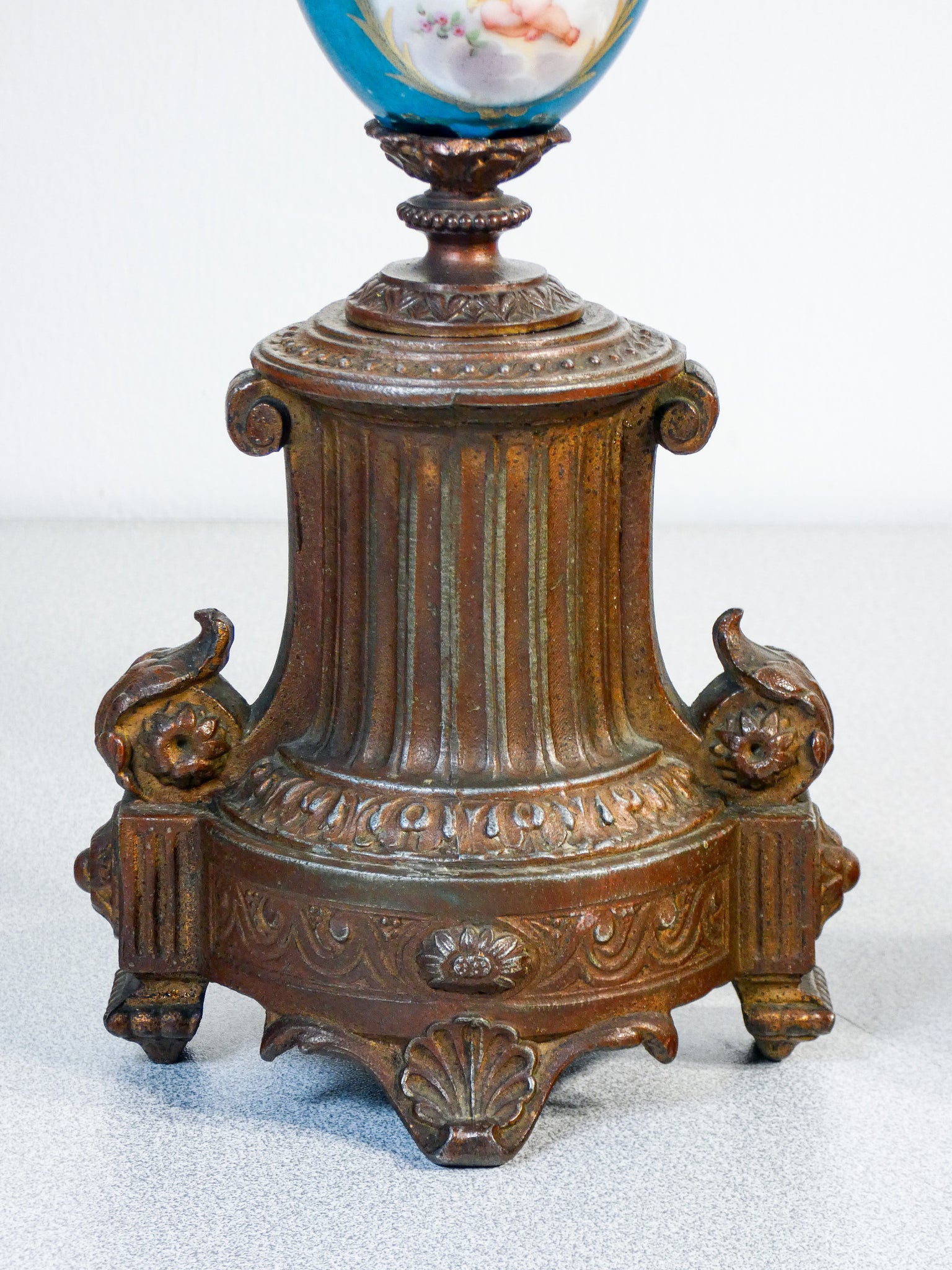 coppia candelabri ceramica dipinta a mano metallo luigi xvi candelieri antica