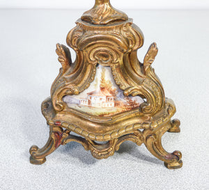 coppia candelabri cinque lumi ottone epoca 1800 dipinti porta candela antica