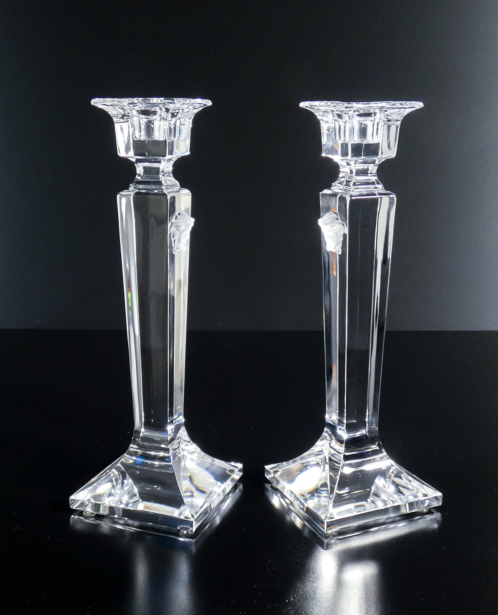 coppia candelieri design rosenthal per versace medusa gorgona cristallo