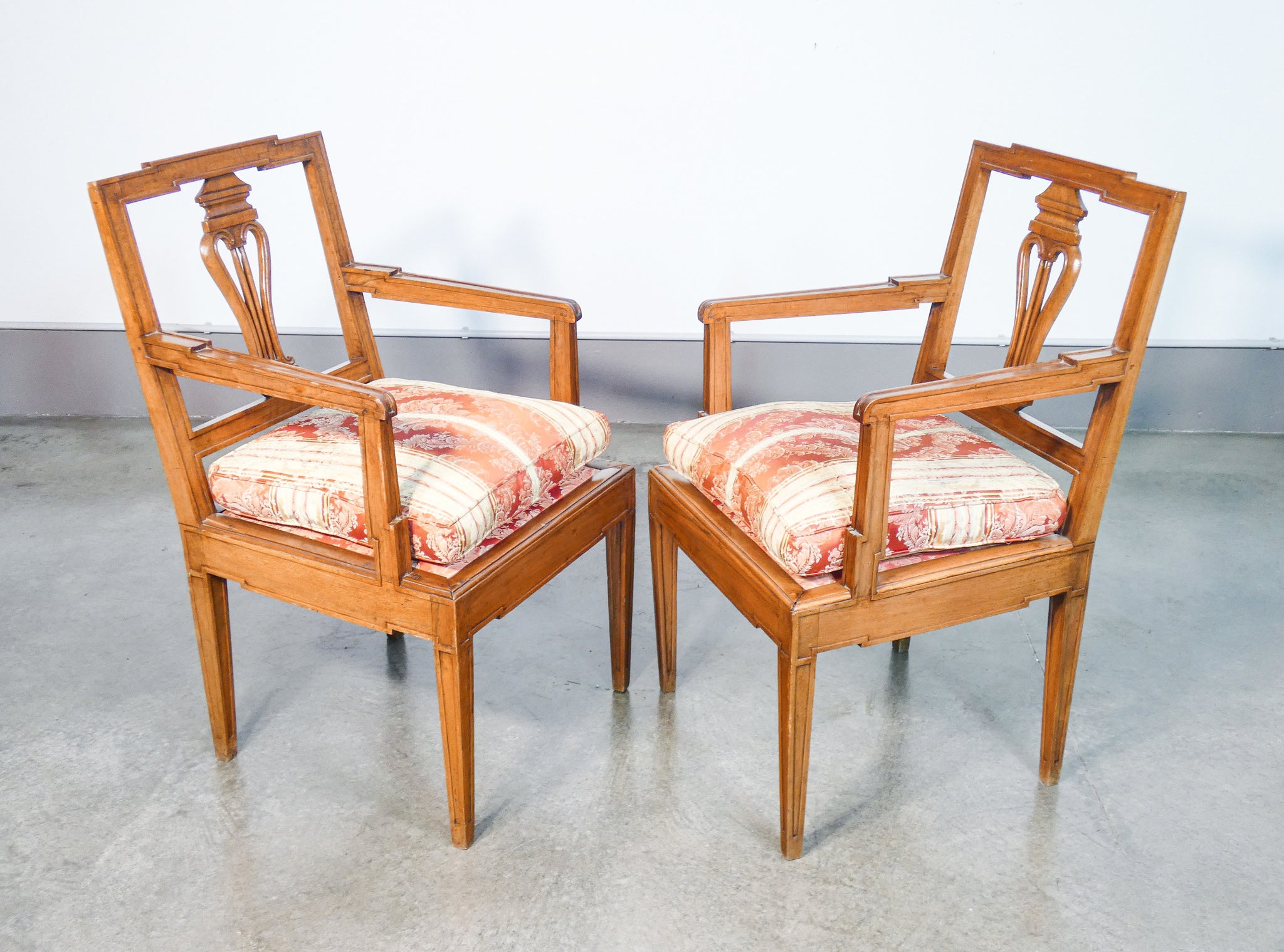 coppia poltrone direttorio legno massello noce sedie armchairs epoca 1800 antica