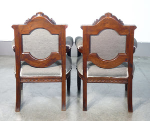 coppia poltrone stile luigi xvi neoclassico legno massello noce salotto epoca