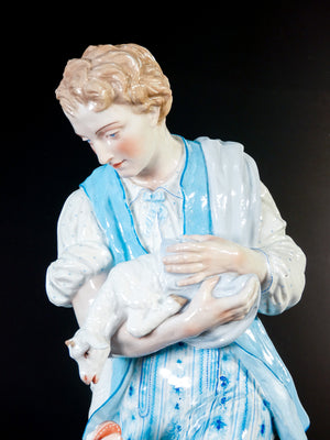 coppia sculture ceramica vion et baury epoca 1800 dipinta a mano francia
