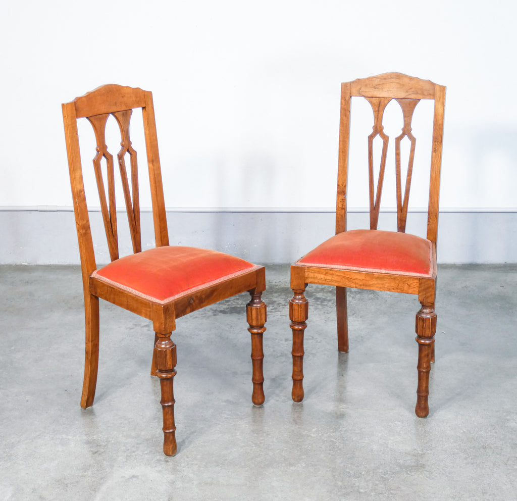 coppia sedie inglesi vittoriane legno massello noce scolpito epoca 800 antica