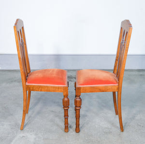 coppia sedie inglesi vittoriane legno massello noce scolpito epoca 800 antica