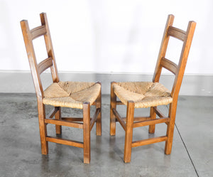 coppia sedie troni legno massello noce paglia cucina schienale alto epoca 900