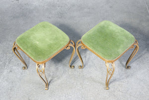 coppia sgabelli pouf design pier luigi colli 1950s metallo dorato vintage