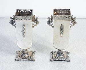 coppia vasi argento 800 porta grissini tavola italia epoca fine 1800 antica