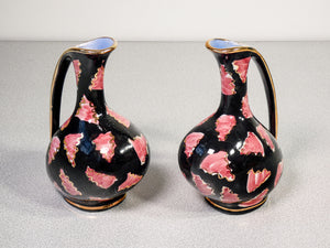 coppia vasi ceramica dorata coronetti cunardo italia vintage epoca 1970s