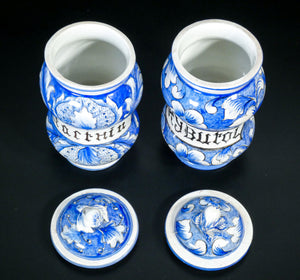 coppia vasi farmacia albarello ceramica rcd dipinta blu bianco porcellana