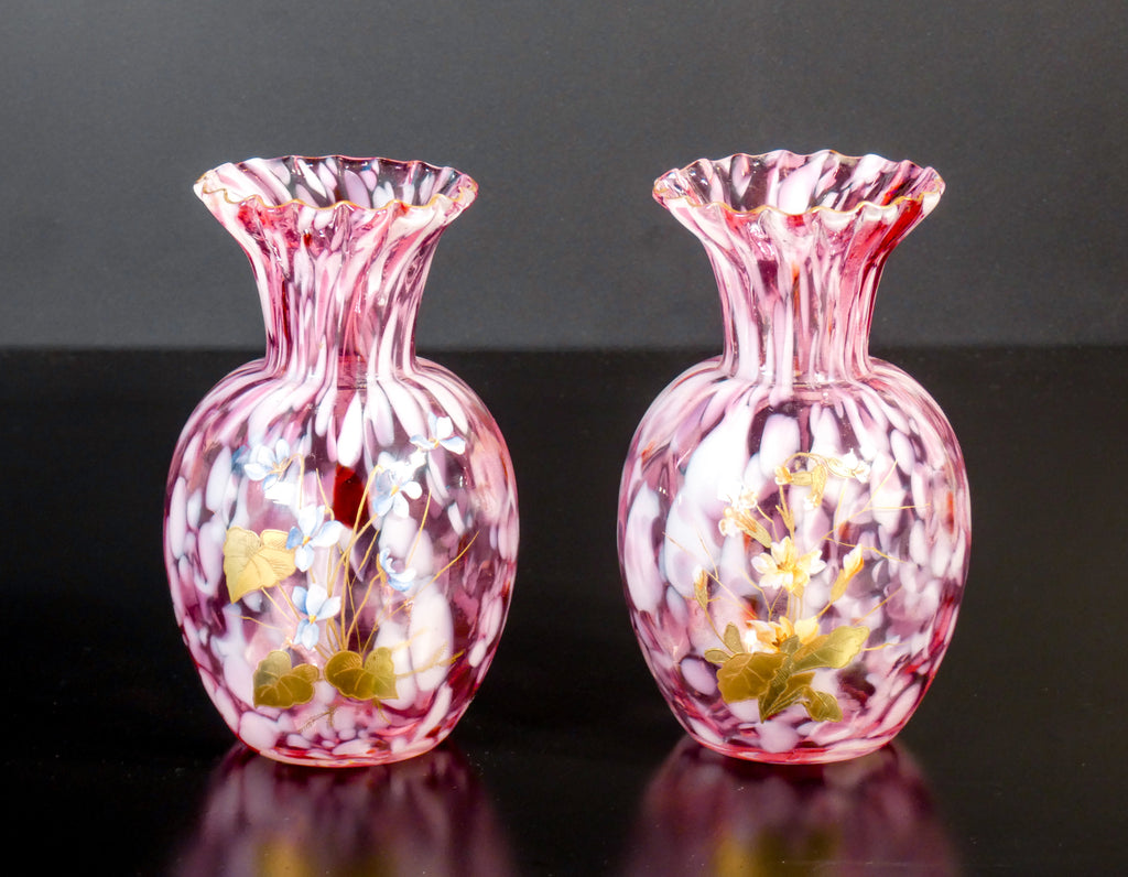 coppia vasi saint denis legras francia epoca 1890 liberty glass art antica