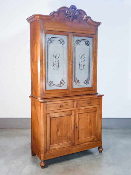 Credenza Carlo X, doppio corpo in noce, 1800 – Mercand Store