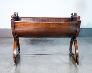 culla legno massello noce epoca 1800 impero lettino neonati tavolino antica
