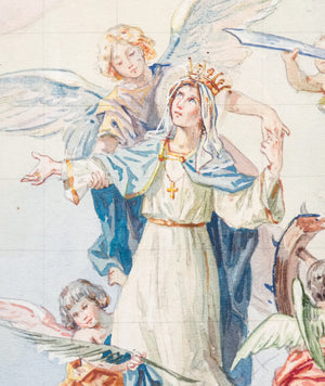 dipinto carlo morgari santa caterina alessandria dipinto carta cornice 1950