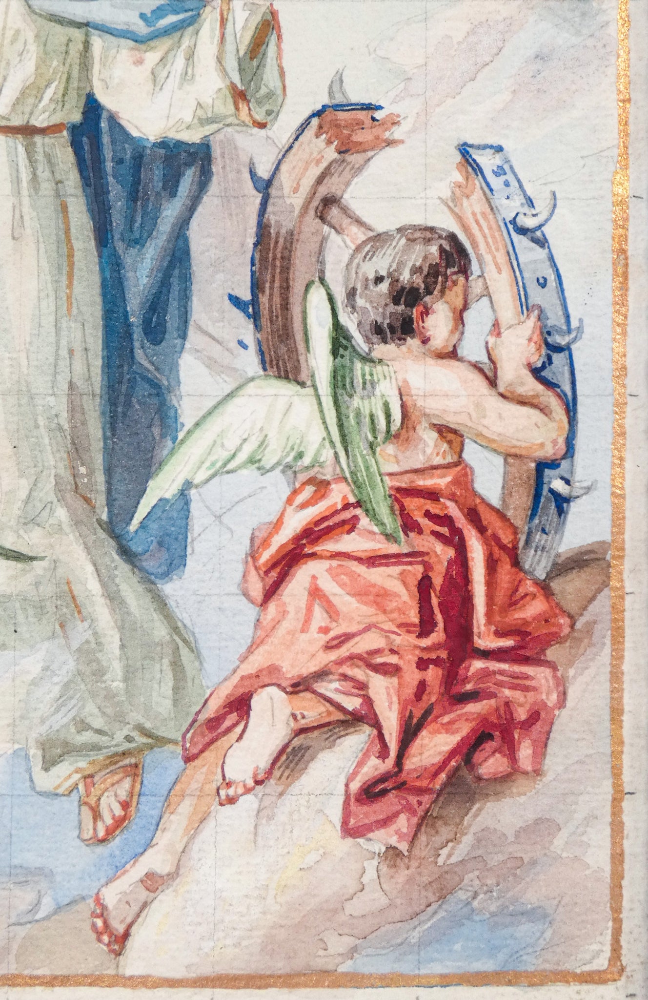 dipinto carlo morgari santa caterina alessandria dipinto carta cornice 1950