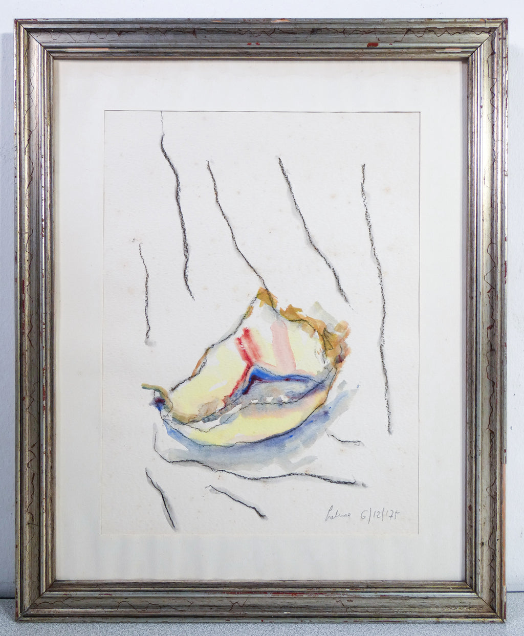 dipinto firmato albino galvano quadro acquarello 1975 astratto contemporaneo