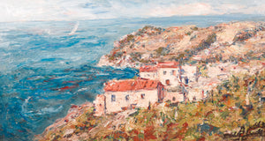 dipinto isola elba firmato carlo aimetti mare marina arte quadro olio tavola