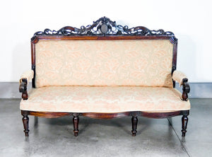 divano umbertino eclettico neobarocco legno noce italia epoca 1800 antico