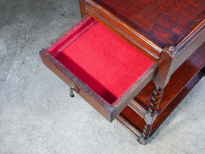 etagere francese legno rovere tavolino carrello 3 ripiani cassetto 1800 antico
