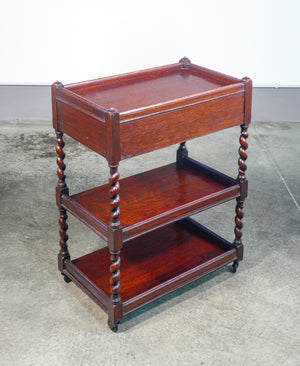 etagere francese legno rovere tavolino carrello 3 ripiani cassetto 1800 antico