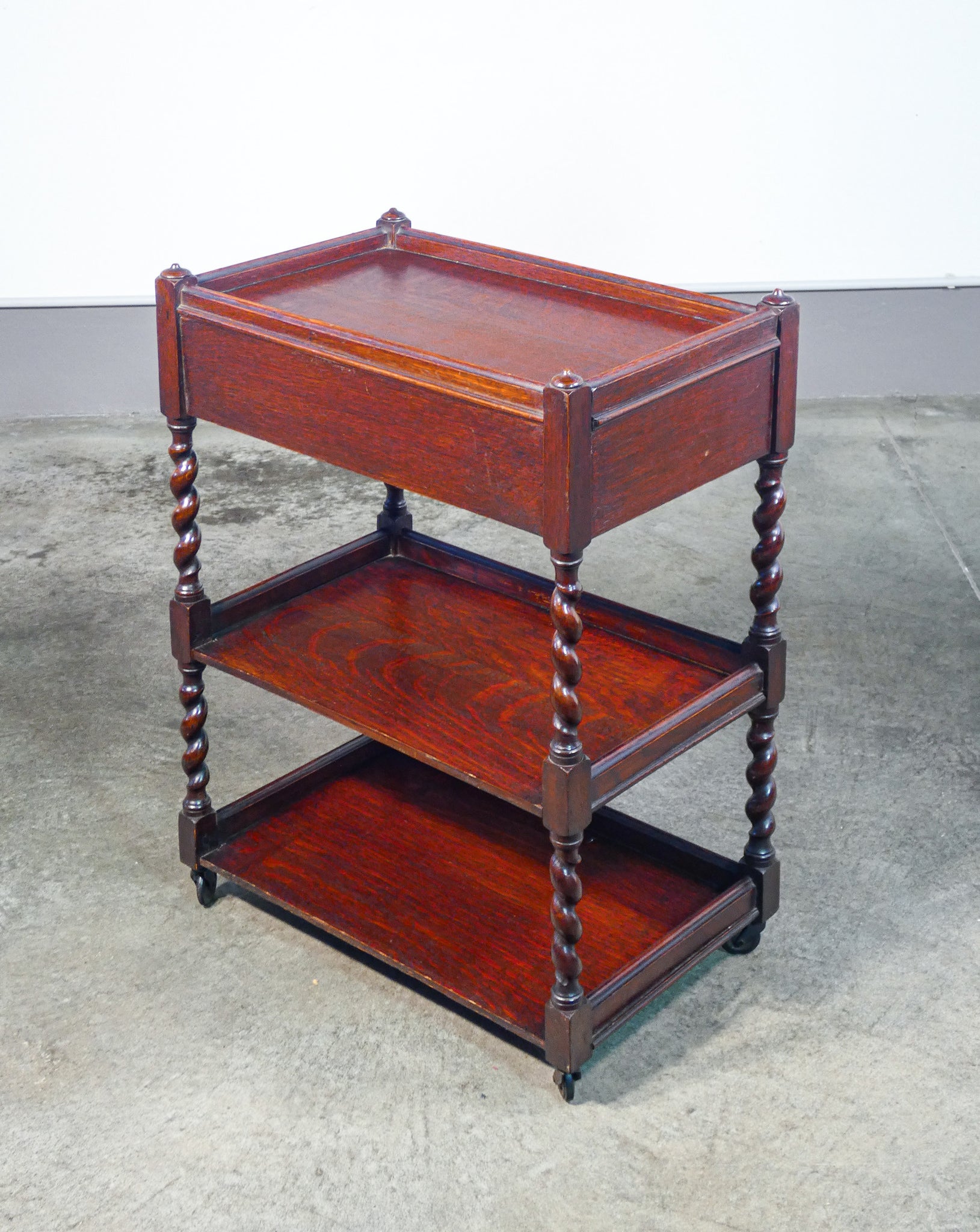 etagere francese legno rovere tavolino carrello 3 ripiani cassetto 1800 antico