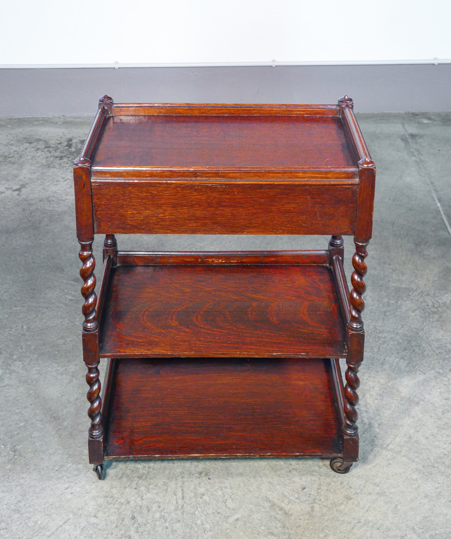 etagere francese legno rovere tavolino carrello 3 ripiani cassetto 1800 antico