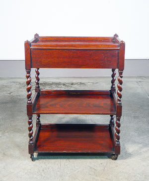 etagere francese legno rovere tavolino carrello 3 ripiani cassetto 1800 antico