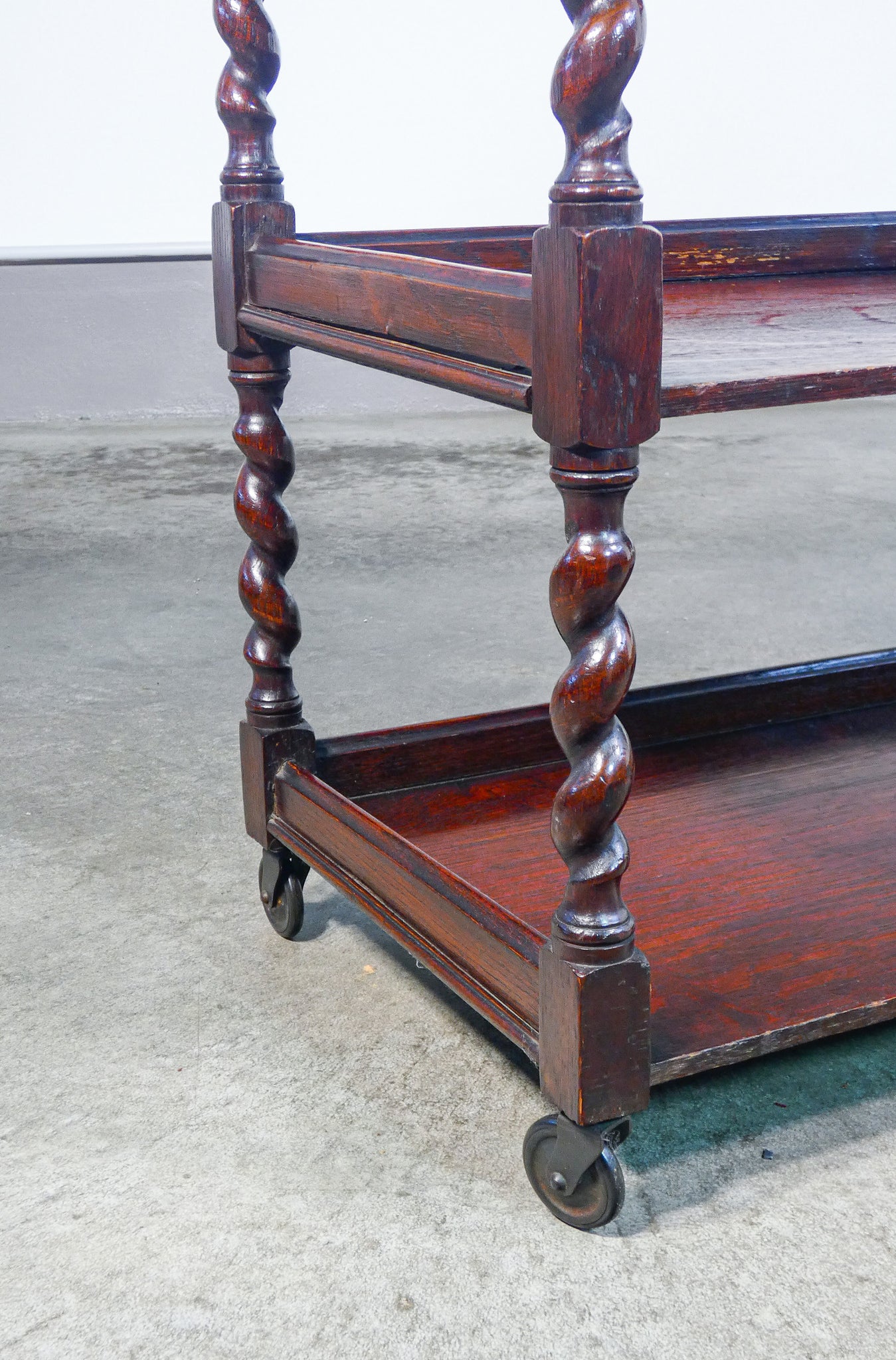etagere francese legno rovere tavolino carrello 3 ripiani cassetto 1800 antico