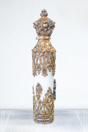 fiala porta profumo argento vermeil vetro opalino scent flask epoca 1800 antica