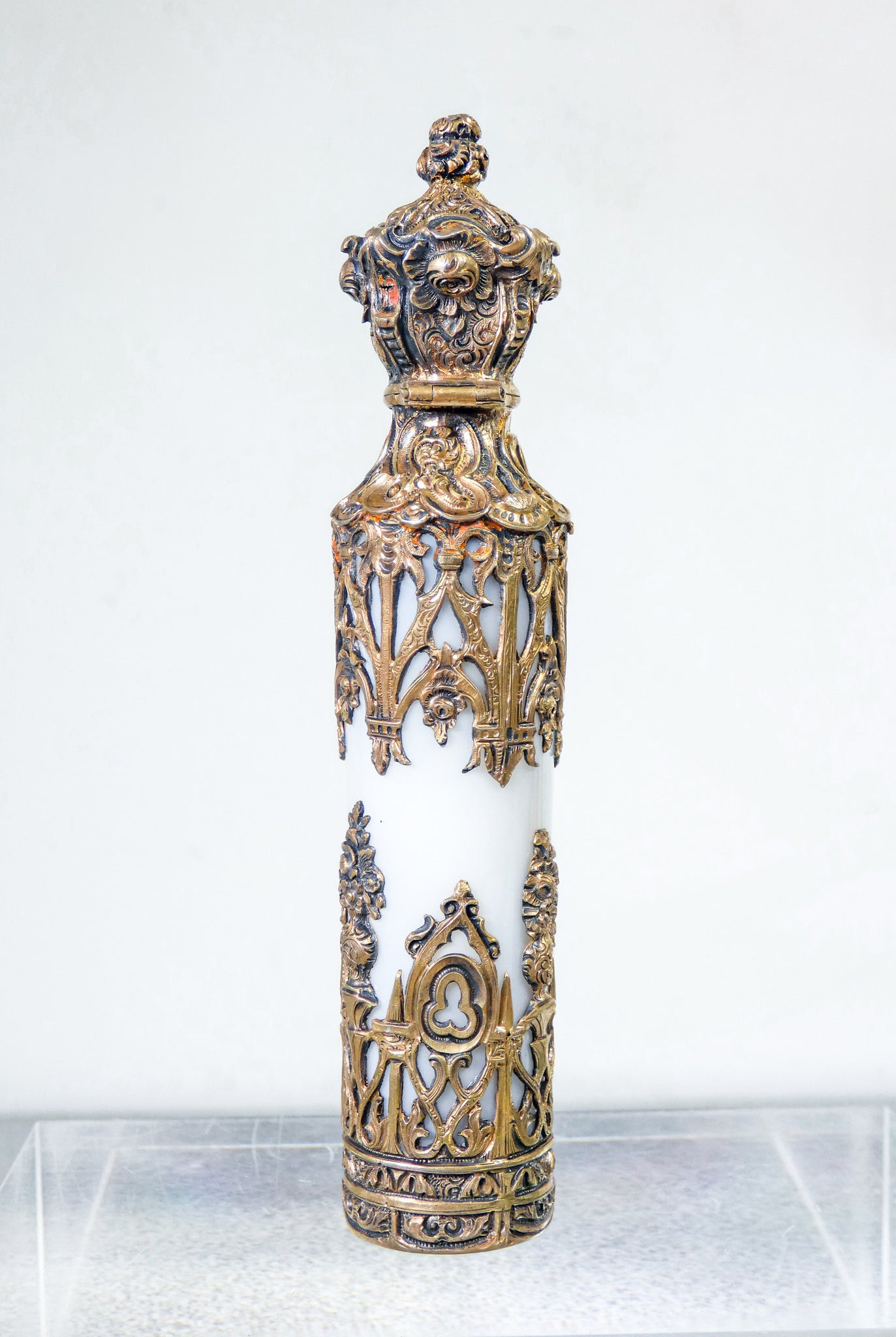 fiala porta profumo argento vermeil vetro opalino scent flask epoca 1800 antica