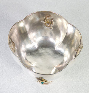 grande coppa vaso centrotavola argento 925 bassorilievo dorato francia 1900