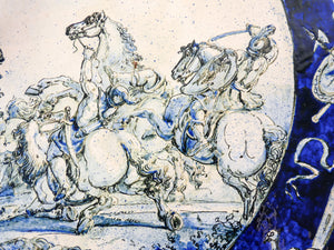 grande piatto maiolica dipinta battaglia istoriato savona p villa epoca 1886