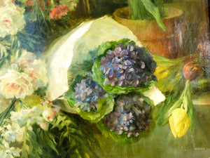 grande quadro natura morta firmata marguerite brun dipinto olio tela epoca 1800