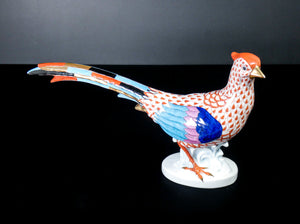herend hungary fagiano porcellana dipinta a mano fishnet peacock figurine