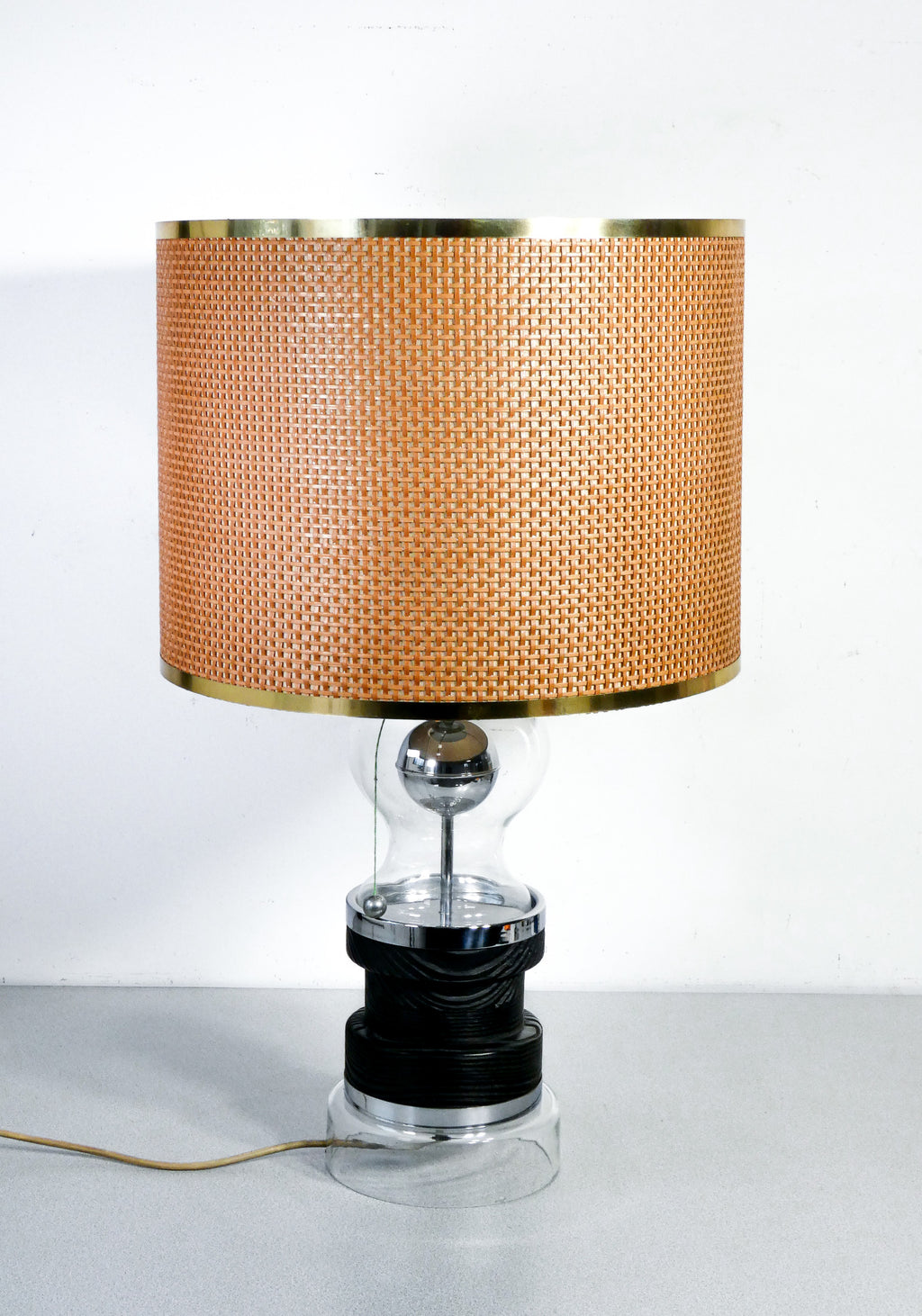 lampada abat jour da tavolo design italiano 1970s vetro vintage table lamp
