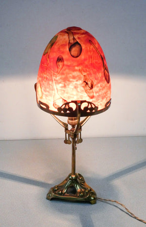 lampada liberty epoca 1930 vetro soffiato ottone da tavolo vintage table lamp